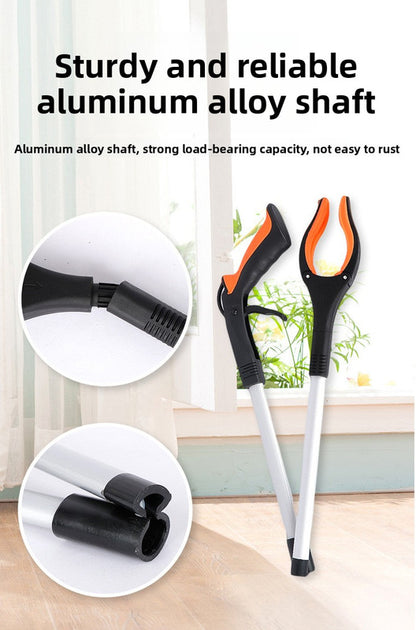 Orange and Black Handle Foldable Grabber Reacher Tool - 83cm Aluminium Litter Picker with Magnetic Tip - Lightweight Mobility Aid for Garden & Home Rubbish Cleanup