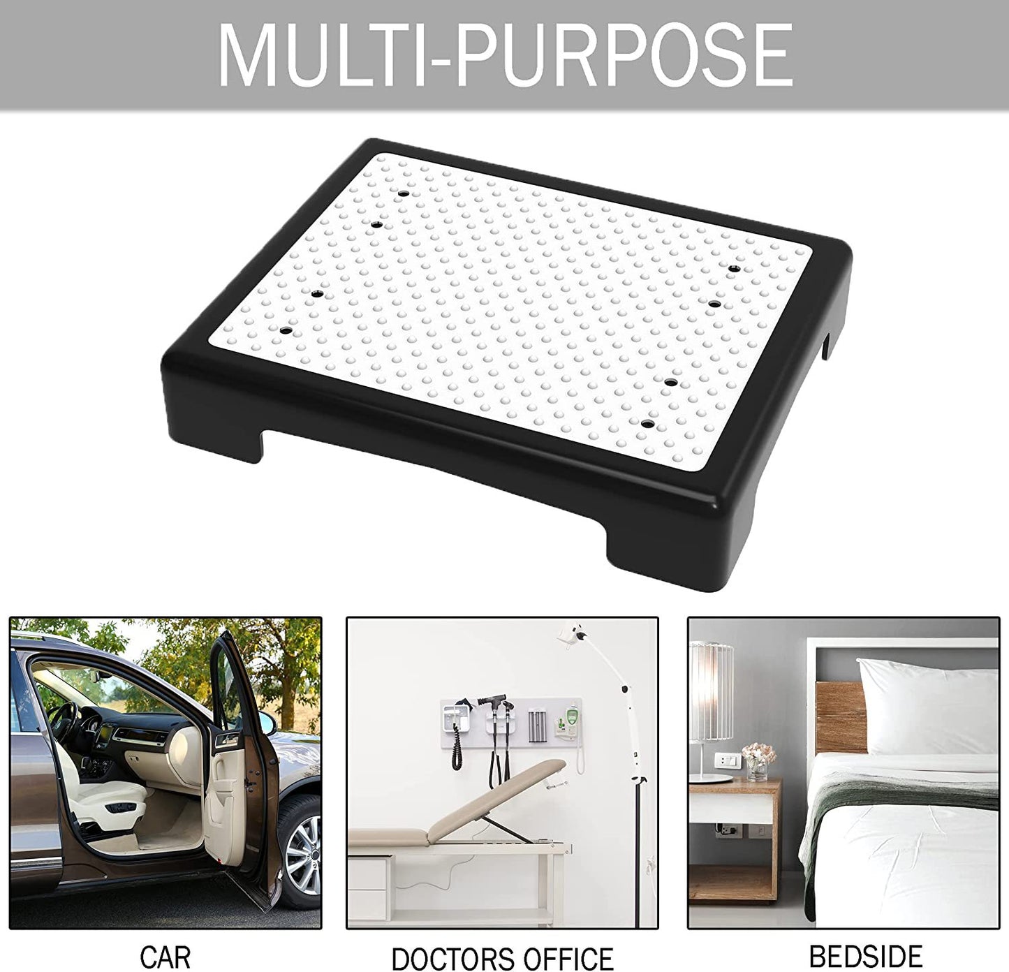 Portable Outdoor Half Step Stool Non-Slip Mobility Aid Compact Platform 43x33cm for Elderly Home Car & Bath Use Black