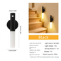 Matte Black Motion Sensor Night Light LED Rechargeable Magnetic Stick Wall Lamp Smart Wireless Batten for Hallway Staircase Modern Style Warm White