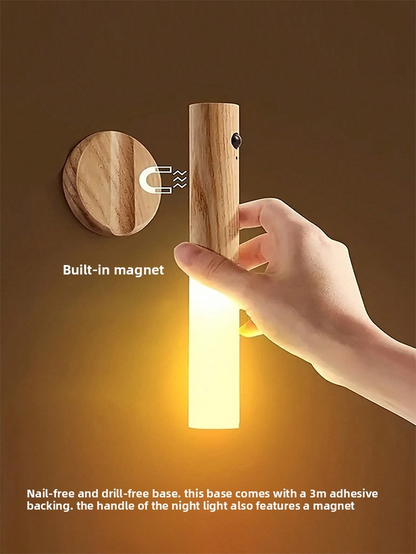 Matte Black Motion Sensor Night Light LED Rechargeable Magnetic Stick Wall Lamp Smart Wireless Batten for Hallway Staircase Modern Style Warm White