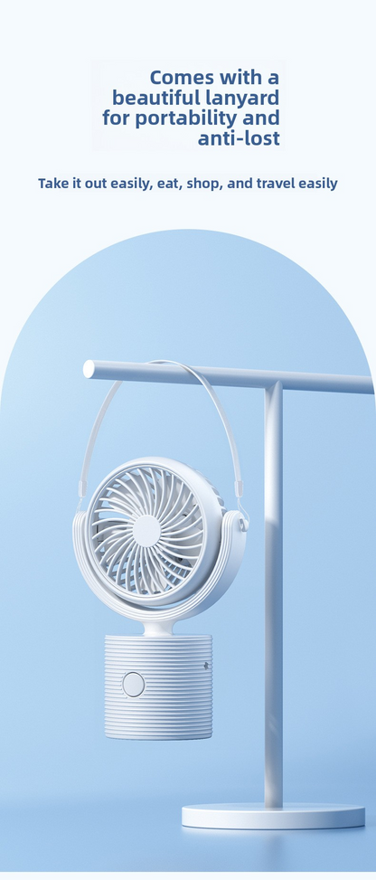 Portable Turbo Fan 3-in-1 Mini Handheld Desk Fan Rechargeable Personal Cooling Device with Neck Lanyard 180 Degree Adjustable Head Quiet Wind Pink