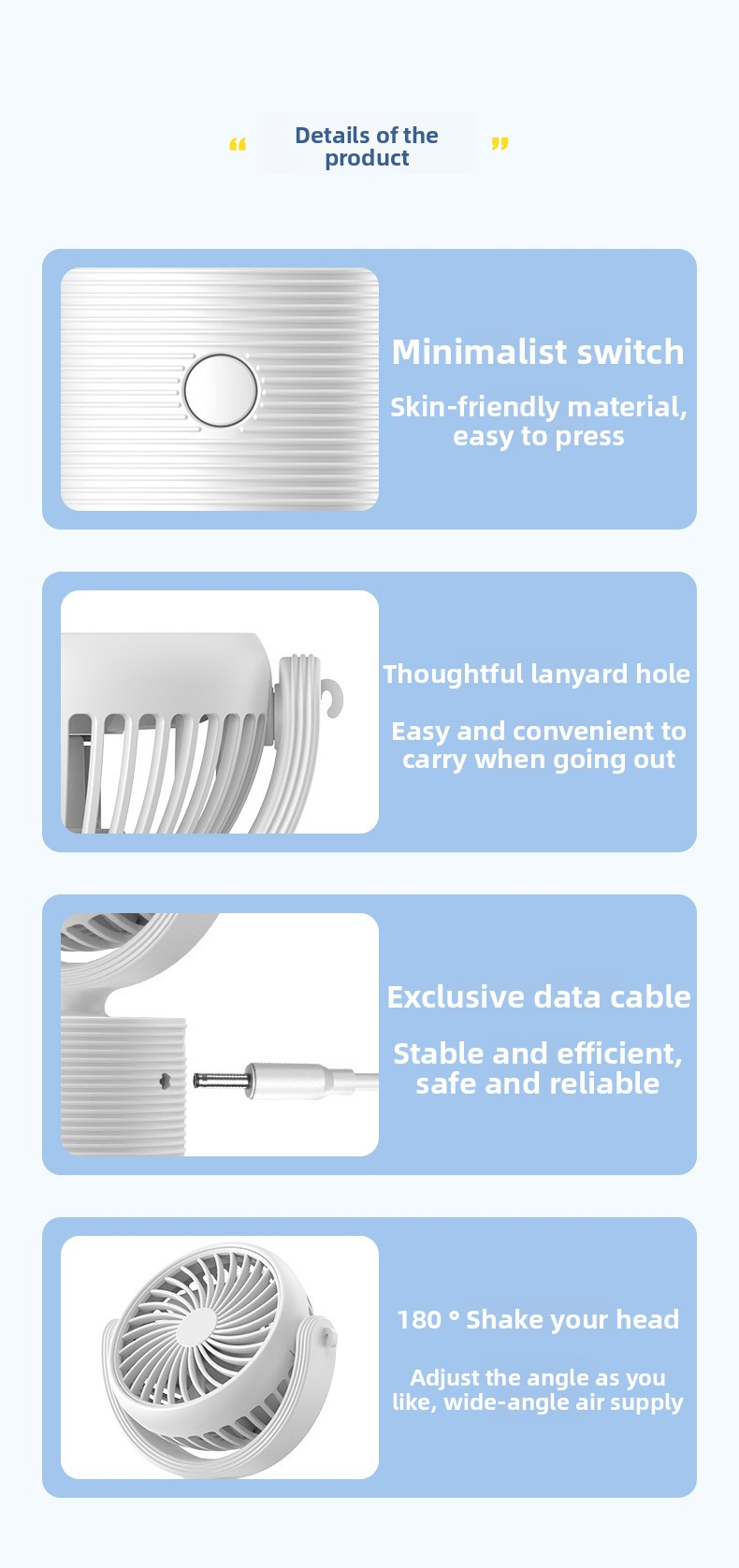 Portable Turbo Fan 3-in-1 Mini Handheld Desk Fan Rechargeable Personal Cooling Device with Neck Lanyard 180 Degree Adjustable Head Quiet Wind White