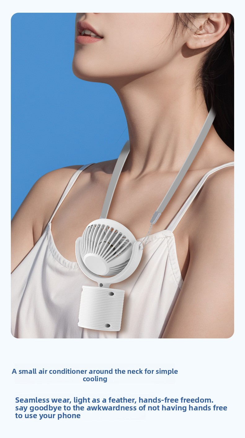 Portable Turbo Fan 3-in-1 Mini Handheld Desk Fan Rechargeable Personal Cooling Device with Neck Lanyard 180 Degree Adjustable Head Quiet Wind White