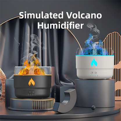 176 White Simulation Turret Diffuser & Humidifier - Smart Timer Ultrasonic Mister with Volcano Lava Crack Shell and Colorful Light
