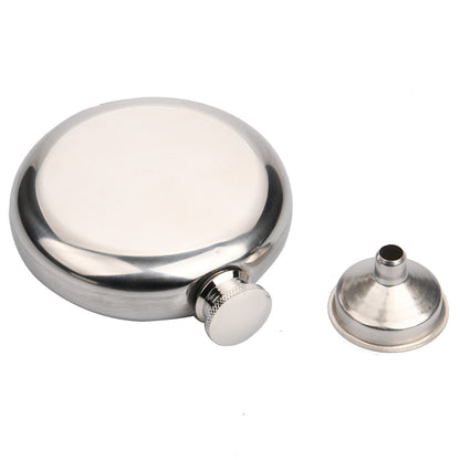 2-Pack Portable 5OZ Mirror Finish Round Hip Flask for Outdoor & Travel - Stainless Steel Pocket Liquor Bottle with Small Funnel Included