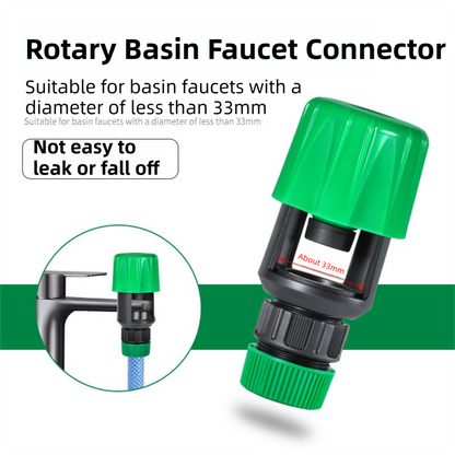 2-Pack Green Universal Quick Connector for Taps Up To 3.3CM WIth Leak-Proof Design - Kitchen & Bathroom Mixer Tap to Garden Hose Adapter