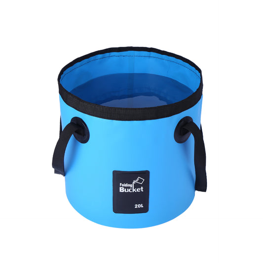 20L Blue Outdoor PVC Folding Water Bucket - Portable Fishing Barrel, Camping Water Storage, Car Washing Bag