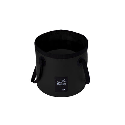 20L Black Outdoor PVC Folding Water Bucket - Portable Fishing Barrel, Camping Water Storage, Car Washing Bag