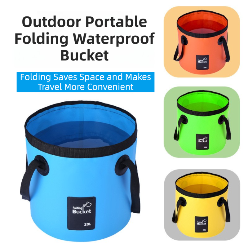 20L Black Outdoor PVC Folding Water Bucket - Portable Fishing Barrel, Camping Water Storage, Car Washing Bag