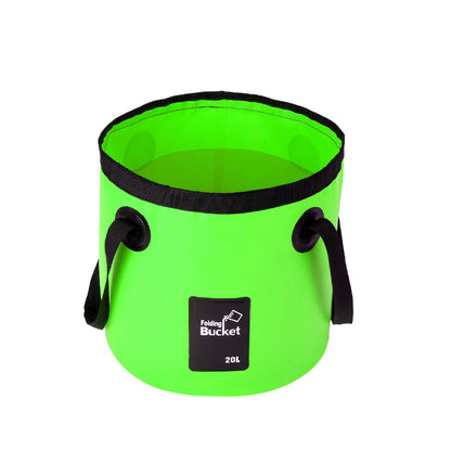 20L Green Outdoor PVC Folding Water Bucket - Portable Fishing Barrel, Camping Water Storage, Car Washing Bag