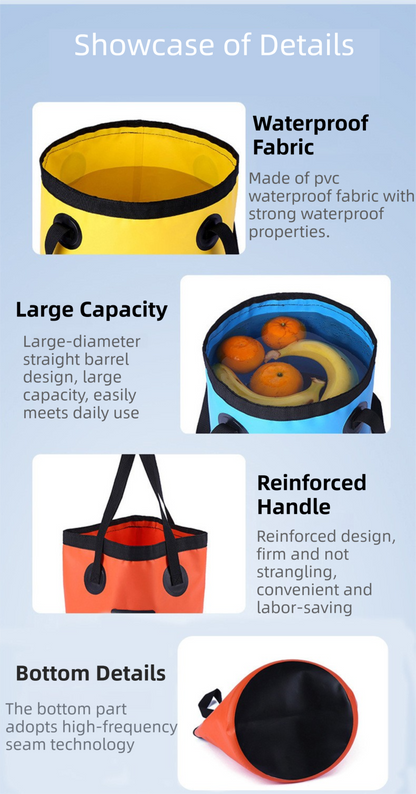20L Yellow Outdoor PVC Folding Water Bucket - Portable Fishing Barrel, Camping Water Storage, Car Washing Bag