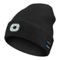 Black Removable LED Bluetooth Headphone Beanie - Washable Knit Hat with 3-Level LED Illumination & Stereo Sound, USB Rechargeable