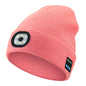 Pink Removable LED Bluetooth Headphone Beanie - Washable Knit Hat with 3-Level LED Illumination & Stereo Sound, USB Rechargeable