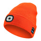 Orange Removable LED Bluetooth Headphone Beanie - Washable Knit Hat with 3-Level LED Illumination & Stereo Sound, USB Rechargeable