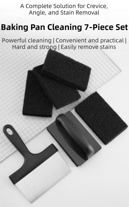 Stainless Steel BBQ Griddle and Grill Cleaning Tool Set - Scraper, 4  Cleaning Pad with TPR Handle Kit for Deep Cleaning