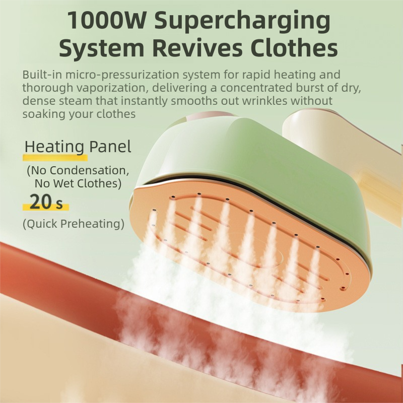 Green Foldable Handheld Garment Steamer & Portable Steam Iron - 15g/min & 70ML Travel Steamer for Apartment Living and Holiday Trips