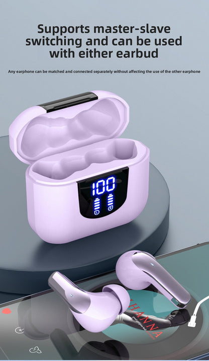 K06 True Wireless Stereo Earbuds (Black) - Digital Display, Long Battery Life, High-Fidelity Sound, and Low Latency with IPX4 Water Resistance