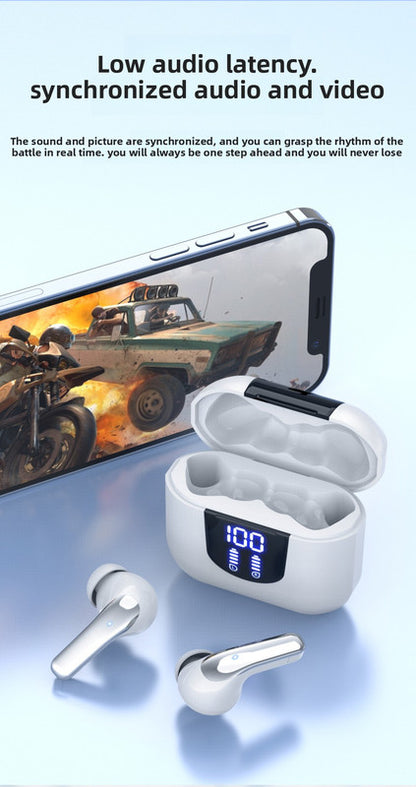 K06 True Wireless Stereo Earbuds (Black) - Digital Display, Long Battery Life, High-Fidelity Sound, and Low Latency with IPX4 Water Resistance