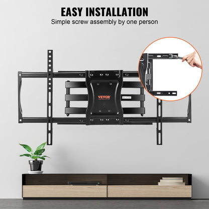 VEVOR Full Motion TV Mount Fits for Most 37-75 inch TVs, Swivel Tilt Horizontal Adjustment TV Wall Mount Bracket with 4 Articulating Arms, Max VESA 600x400mm, Holds up to 132 lbs