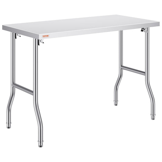 VEVOR Stainless Steel Kitchen Bench Folding Commercial Prep Table 1220x610 mm