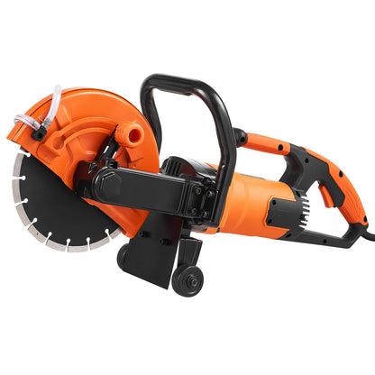 VEVOR Electric Concrete Saw, 9 in, 2000 W 15 A Motor Circular Saw Cutter with 3.5 in Cutting Depth, Wet/Dry Disk Saw Cutter Includes Water Line, Pump and Blade, for Stone, Brick