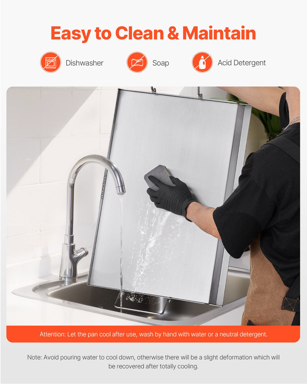 VEVOR Stainless Steel Griddle, 23x16 inch Universal Flat Top Rectangular Plate, Gas Grill Griddle for BBQ Grill, Teppanyaki, Portable Family Cookware with Handle, for Camping Tailgating Party