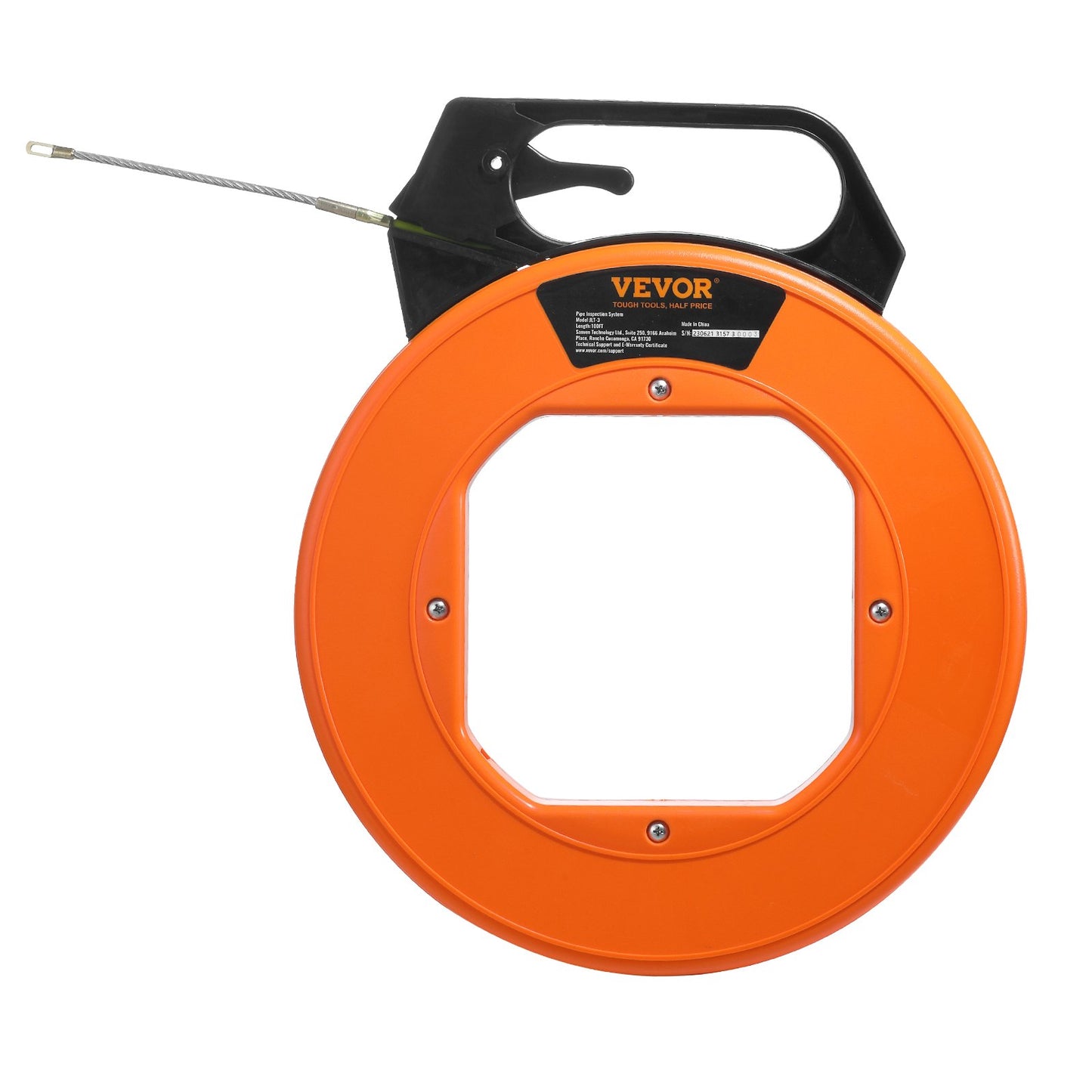VEVOR Fish Tape, 100 ft, 3/16-inch, Fiberglass Wire Puller with Optimized Housing and Handle, Easy-to-Use Cable Puller Tool, Flexible Wire Fishing Tools for Wall and Electrical Conduit, Non-Conductive