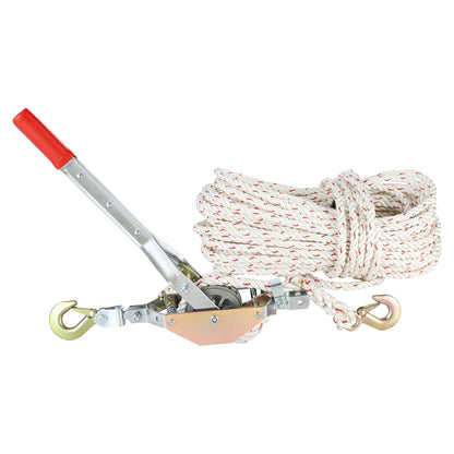 VEVOR Rope Puller, 3/4 Ton Pulling Capacity, with 30.48 m of 15 mm dia. Rope, 2 Hook, Come Along Winch, Heavy Duty Ratchet Power Puller Tool for Moving Boats, Securing Items, Transporting Logs