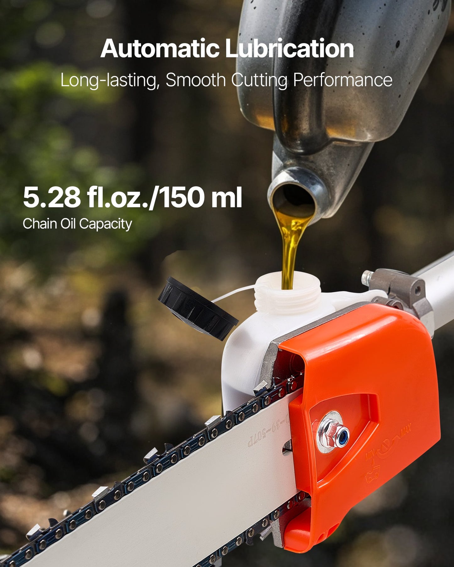 VEVOR Gas Pole Saw, 33CC 2 Stroke Gas Powered Pole Saws with 20.3 cm Cutting Bar, Cordless Tree Trimmer with 850ml Fuel Tank, 2.08 to 3.58 m  Extendable, Powerful Chainsaw for Tree Trimming Pruning