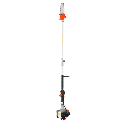 VEVOR Gas Pole Saw, 25CC 2 Stroke Gas Powered Pole Saws with 20.3 cm Cutting Bar, Cordless Tree Trimmer with 650ml Fuel Tank, 2 to 2.74 m Extendable, Powerful Chainsaw for Tree Trimming Pruning