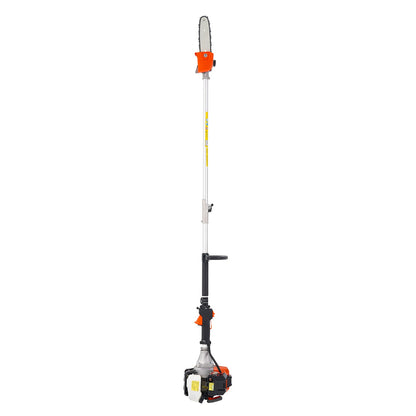 VEVOR Gas Pole Saw, 33CC 2 Stroke Gas Powered Pole Saws with 20.3 cm Cutting Bar, Cordless Tree Trimmer with 850ml Fuel Tank, 2 to 3.5 m  Extendable, Powerful Chainsaw for Tree Trimming Pruning