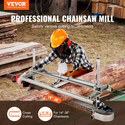 VEVOR Portable Chainsaw Mill 14"-36" Guide Bar 0.2"-11.81" Cutting Thickness
