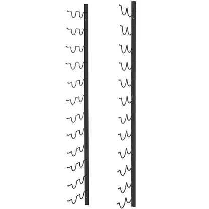 VEVOR Wall Mounted Wine Rack, 12x2 Bottles Wine Holder Towel Rack, Black Steel Vertical Wine Rack, Modern Decorative Wall Mounted Wine Bottle Holder, Forward Design Simple Storage Wall Rack 48x11x1 In