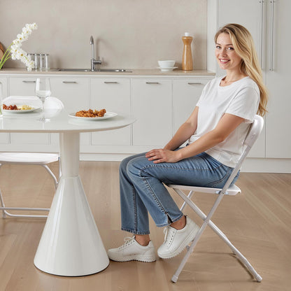 VEVOR 4 Pack Folding Chairs, Foldable Plastic Chairs with Heavy Duty Metal Frame, Portable Folding Card Table Chairs, Stackable Indoor Outdoor Seats for Home, Yard, Garden, Parties, Events, White