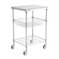 VEVOR Kitchen Utility Cart, 3 Tiers, Wire Rolling Cart with 213kg Capacity, Steel Service Cart on Wheels, Metal Storage Trolley with 76mm Basket Curved Handle PP Liner 6 Hooks, for Indoor and Outdoor