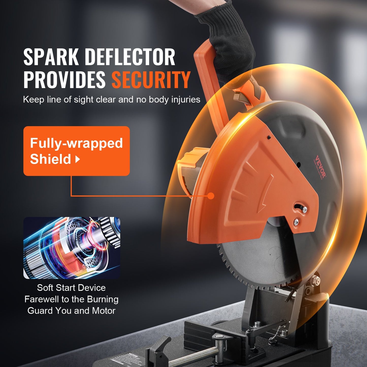 VEVOR Chop Saw, 14"/355mm Blade Diameter Cut Off Saw, 2800W 1200RPM Steel Cutting Machine, Adjustable Dry Cut Chop Saw, Miter Saw for Cutting Metal Cold Cut Saw for Steel/Rebar/Iron/Aluminum