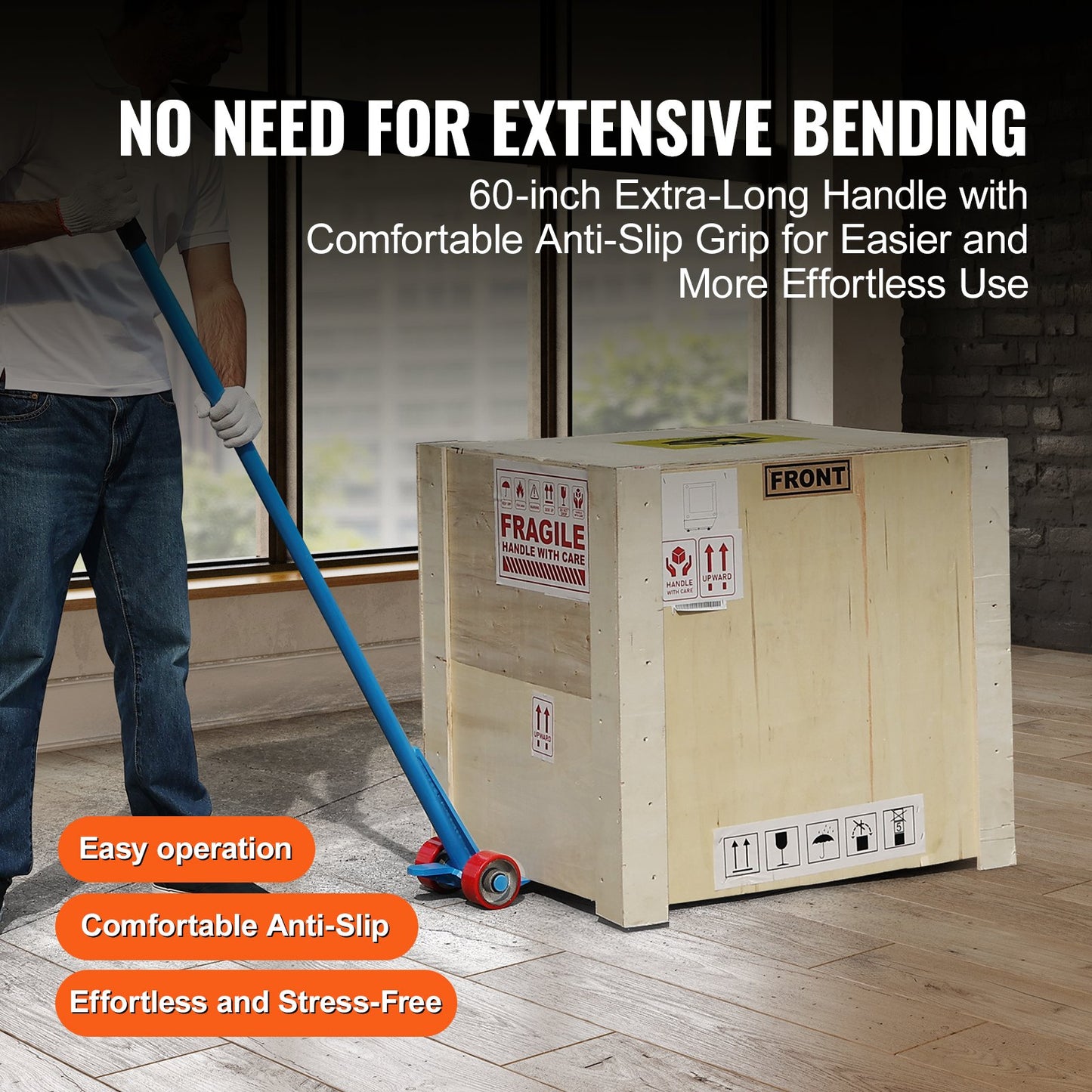 VEVOR Pallet Buster, 152.4 cm Handle, 4 ton Weight Capacity, Q235 Carbon Steel, Heavy Duty Deck Wrecker Demolition Wood Pallet Tool Breaker Pry Bar Puller for Efficient and Effortless Board Removal