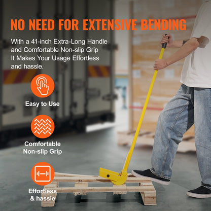 VEVOR Pallet Buster, 104 cm Handle, 907 kg Weight Capacity, Q235 Carbon Steel, Heavy Duty Deck Wrecker Demolition Wood Pallet Tool Breaker Pry Bar Puller for Efficient and Effortless Board Removal