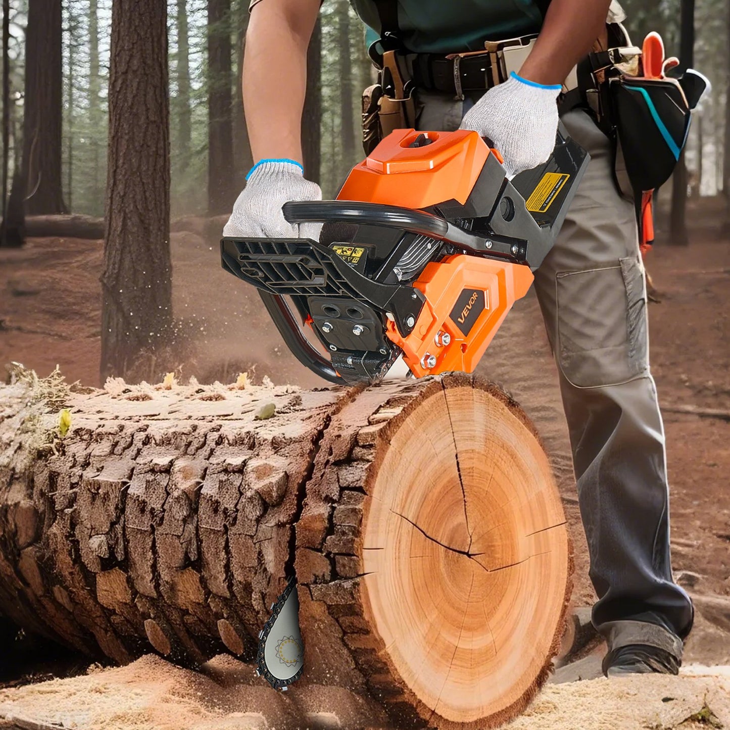 VEVOR 52cc Gas Chainsaw 1.8 kW Gas Powered 455 mm Chainsaw For Wood Cutting
