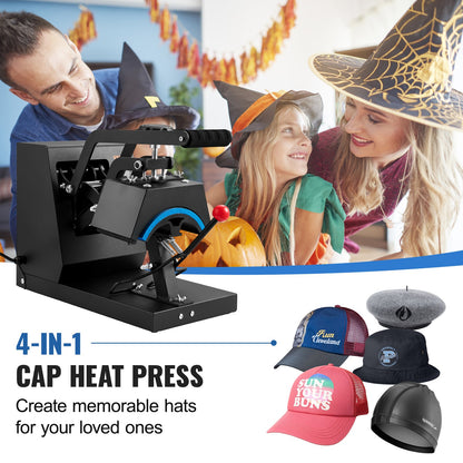VEVOR Hat Heat Press Cap Heat Press Machine 4 Heating Pads Sublimation Transfer
