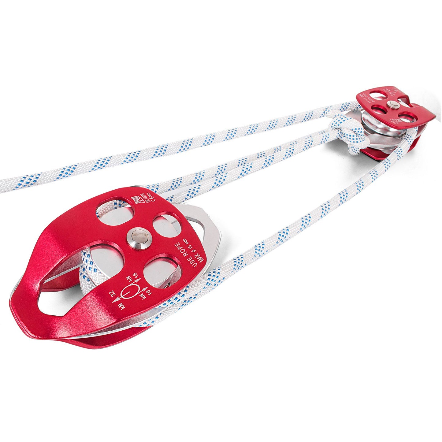VEVOR Twin Sheave Block and Tackle 1.09-1.27cm 3048-6096cm Twin Sheave Block with Braid Rope 30-35KN 2994-3495KGS Double Pulley Rigging (1/2" x 200')