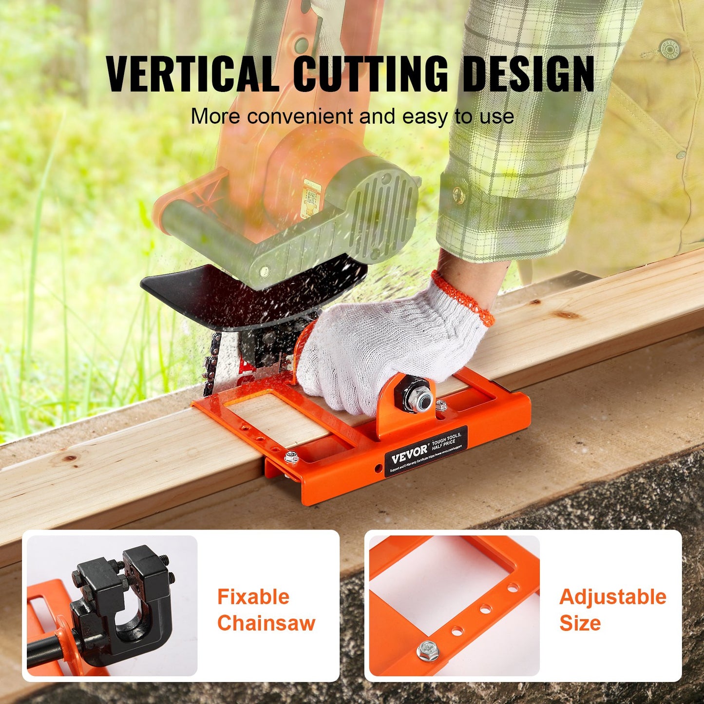 VEVOR Chainsaw Mill, Vertical Lumber Cutting Guide with 5.1-15.2cm Cutting Width, Cast Iron Portable Timber Chainsaw Attachment, Lightweight Wood Timber Milling Attachment for Builders and Woodworkers