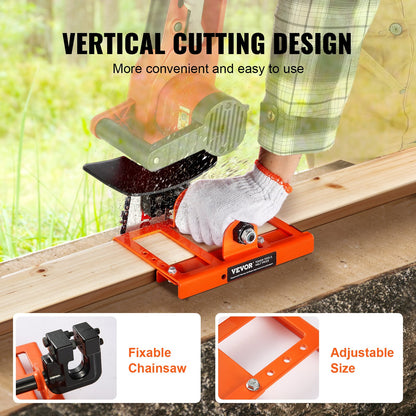 VEVOR Chainsaw Mill, Vertical Lumber Cutting Guide with 5.1-15.2cm Cutting Width, Cast Iron Portable Timber Chainsaw Attachment, Lightweight Wood Timber Milling Attachment for Builders and Woodworkers