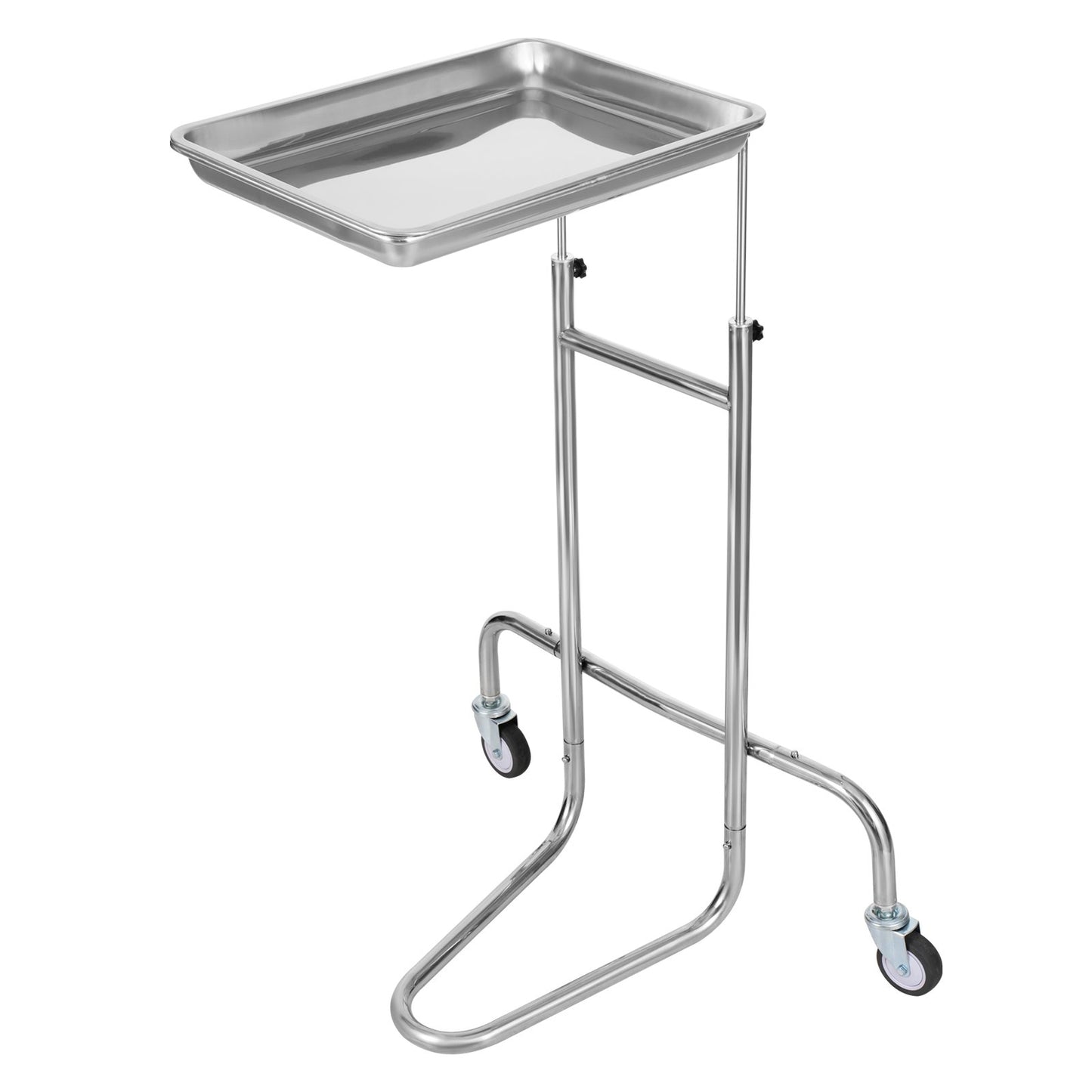 VEVOR Stainless Steel Lab Cart with Single Tray & 2 Silent Wheels for Lab Clinic