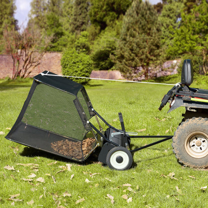 VEVOR 106.6 cm Lawn Sweeper Tow Behind, 12 cu.ft. Large Pull Behind Grass Sweeper, Heavy Duty Leaf & Grass Collector with Dumping Rope Design, Adjustable Sweeping Height for Picking Up Debris & Grass