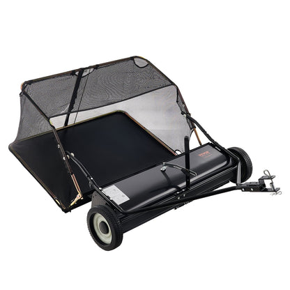 VEVOR 106.6 cm Lawn Sweeper Tow Behind, 12 cu.ft. Large Pull Behind Grass Sweeper, Heavy Duty Leaf & Grass Collector with Dumping Rope Design, Adjustable Sweeping Height for Picking Up Debris & Grass
