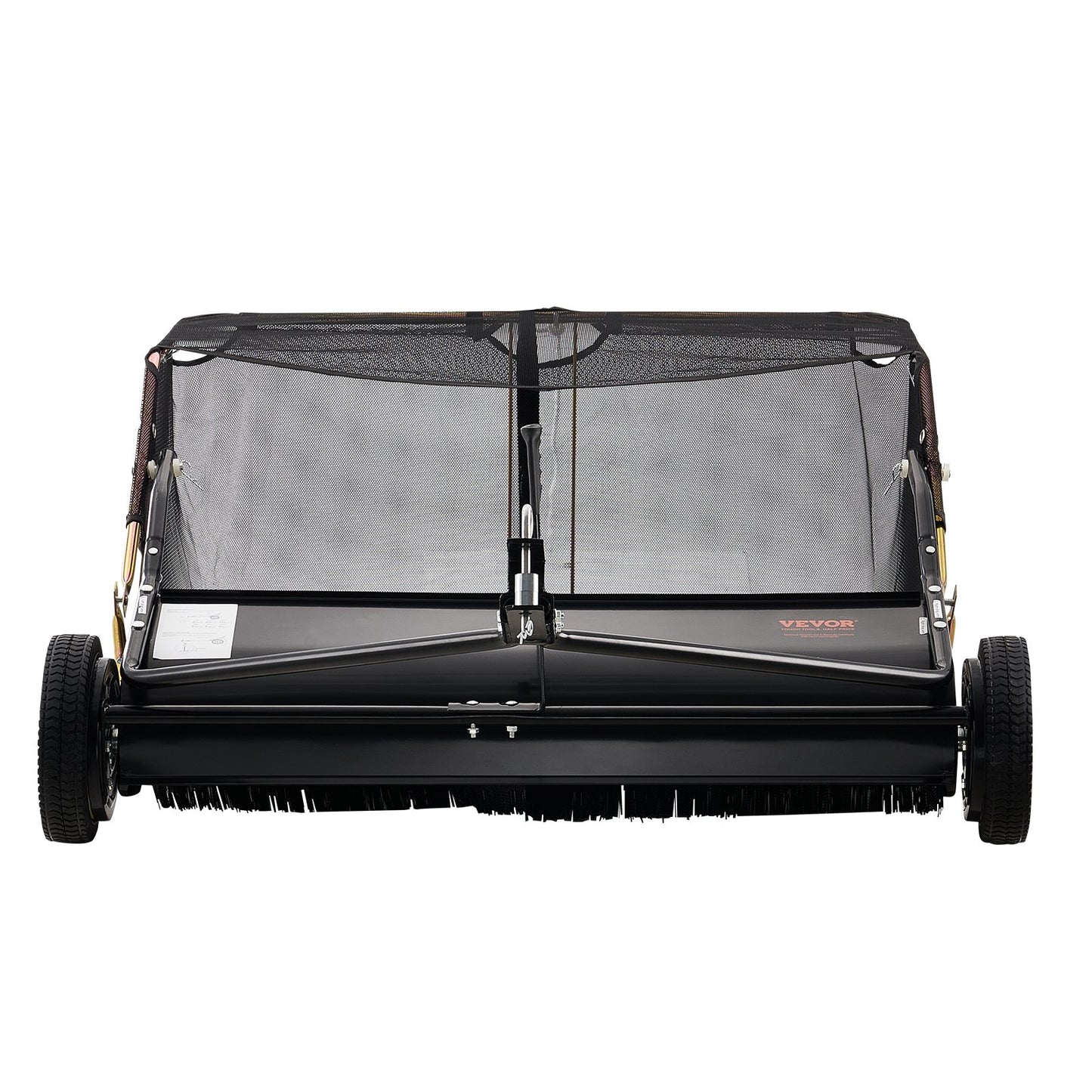 VEVOR 106.6 cm Lawn Sweeper Tow Behind, 12 cu.ft. Large Pull Behind Grass Sweeper, Heavy Duty Leaf & Grass Collector with Dumping Rope Design, Adjustable Sweeping Height for Picking Up Debris & Grass