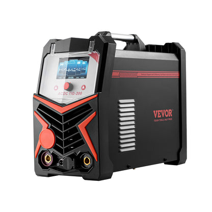 VEVOR TIG Welder, 200A 6-In-1 Aluminum Welding Machine (LED Display) - AC TIG/DC TIG/AC Pulse TIG/DC Pulse TIG/Spot TIG/MMA(Stick), Electric Welder with Synergic Control IGBT