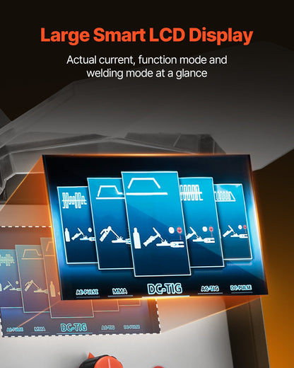 VEVOR TIG Welder, 200A 6-In-1 Aluminum Welding Machine (LED Display) - AC TIG/DC TIG/AC Pulse TIG/DC Pulse TIG/Spot TIG/MMA(Stick), Electric Welder with Synergic Control IGBT