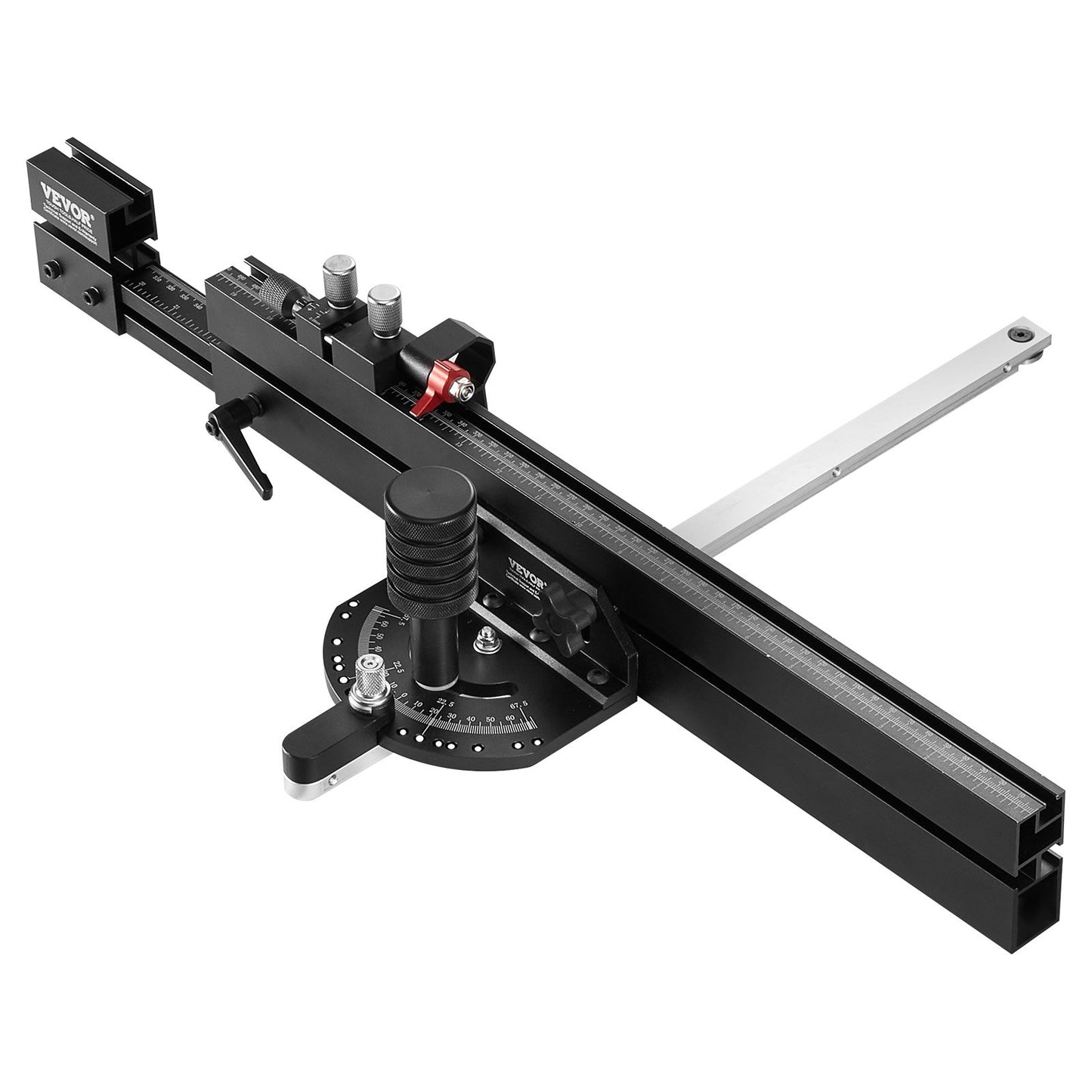 VEVOR Precision Miter Gauge, Standard Slot 3/4'' x 3/8'', Aluminum Alloy Table Saw Miter Gauge with 19-35 in Grating 15 Angle Stops Adjustable Spring Loaded Plunger and Removable Disc, for Woodworking